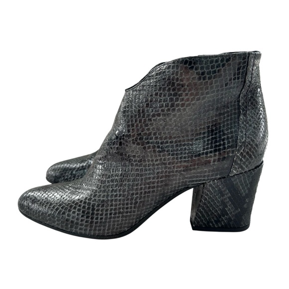 POMME D’OR Grey + Black Snakeskin Print Leather Zip Ankle Boots 39 - Picture 1 of 12